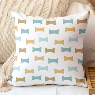 Modernes geometrisches Muster Aqua, Gold Kissen