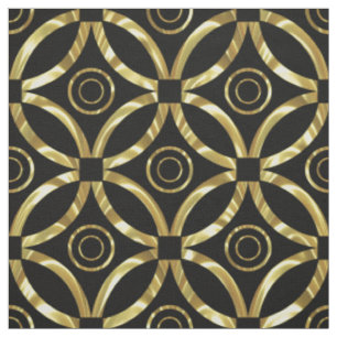 Modernes geometrisches Muster aus Gold und Schwarz Stoff