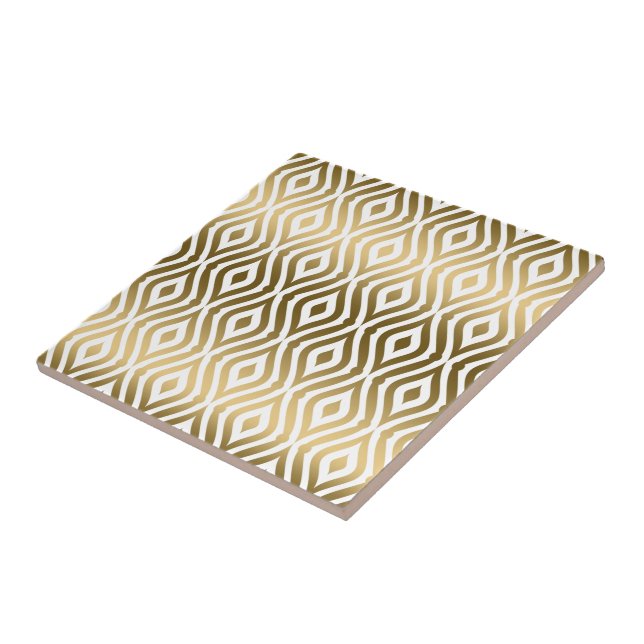 Modernes geometrisches Muster aus Gold und Weiß Fliese (Seite)