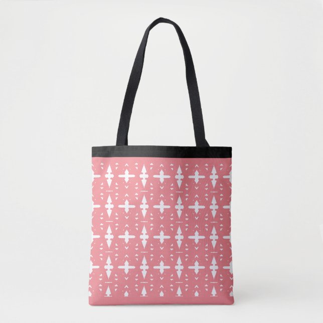 Modernes geometrisches Muster aus Korallenrosa und Tasche (Vorderseite)