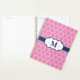 Modernes geometrisches Muster aus rosa und navy Mo Planer