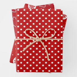 Modernes geometrisches Muster aus roten und weißen Geschenkpapier Set