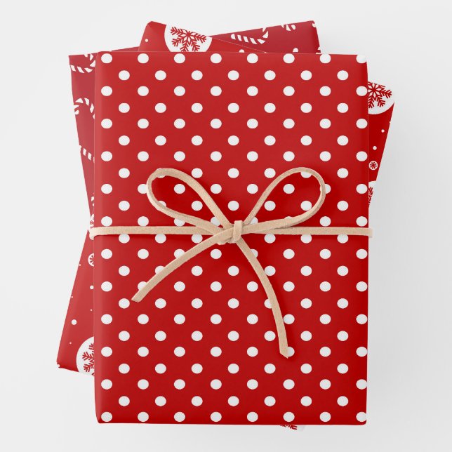 Modernes geometrisches Muster aus roten und weißen Geschenkpapier Set (Beispiel)