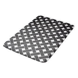Modernes, geometrisches Muster aus Schwarz und Wei Badematte