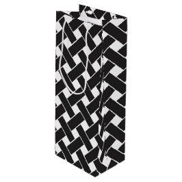 Modernes, geometrisches Muster aus Schwarz und Wei Geschenktüte Für Weinflaschen