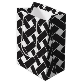 Modernes, geometrisches Muster aus Schwarz und Wei Mittlere Geschenktüte