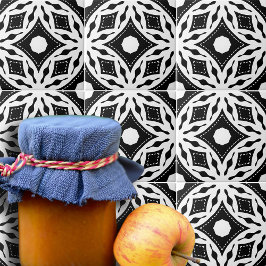 Modernes geometrisches Muster aus Schwarz und Weiß Fliese