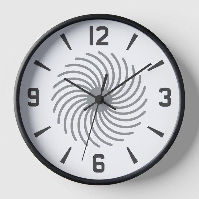 Modernes geometrisches Muster aus Schwarz und Weiß Uhr (Vorderseite)