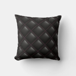 Modernes geometrisches Muster aus schwarzem Leder Kissen