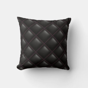 Modernes geometrisches Muster aus schwarzem Leder Kissen