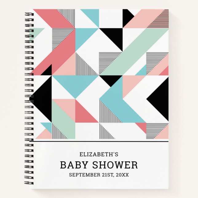 Modernes geometrisches Muster | Babydusche Notizbuch (Vorderseite)