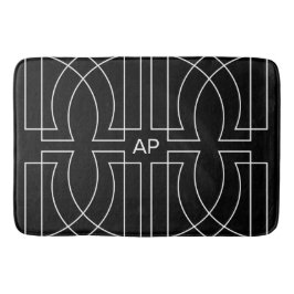 Modernes geometrisches Muster Chic Black and White Badematte