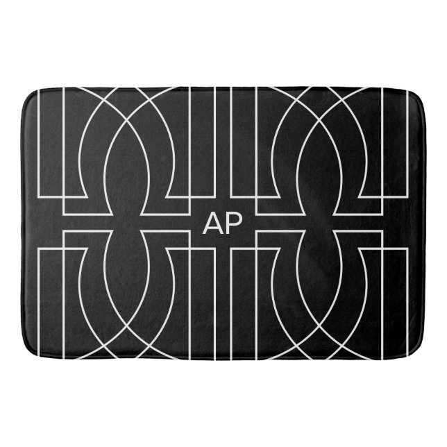 Modernes geometrisches Muster Chic Black and White Badematte (Vorderseite)