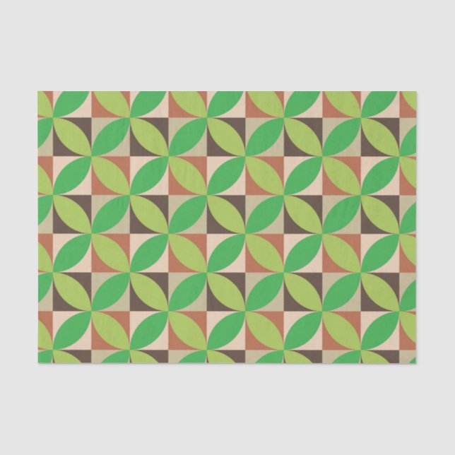 Modernes geometrisches Muster der grünen Mitte des Seidenpapier (Vorderseite)