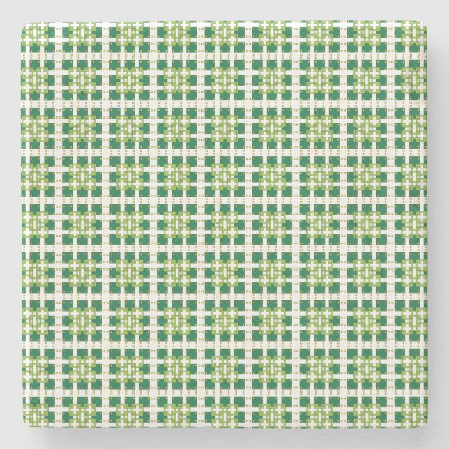 Modernes geometrisches Muster der grünen Wälder Steinuntersetzer (Vorderseite)