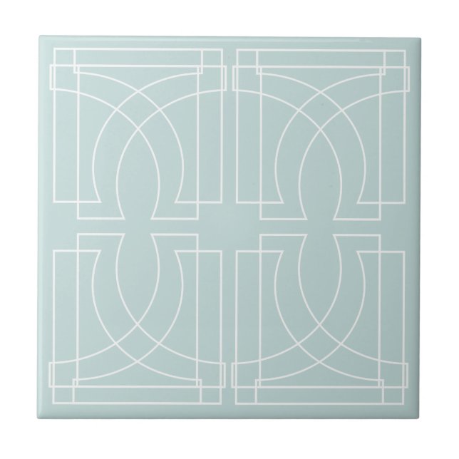 Modernes geometrisches Muster dusty Blue Fliese (Vorderseite)