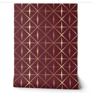 Modernes geometrisches Muster für Burgund und Gold Tapete