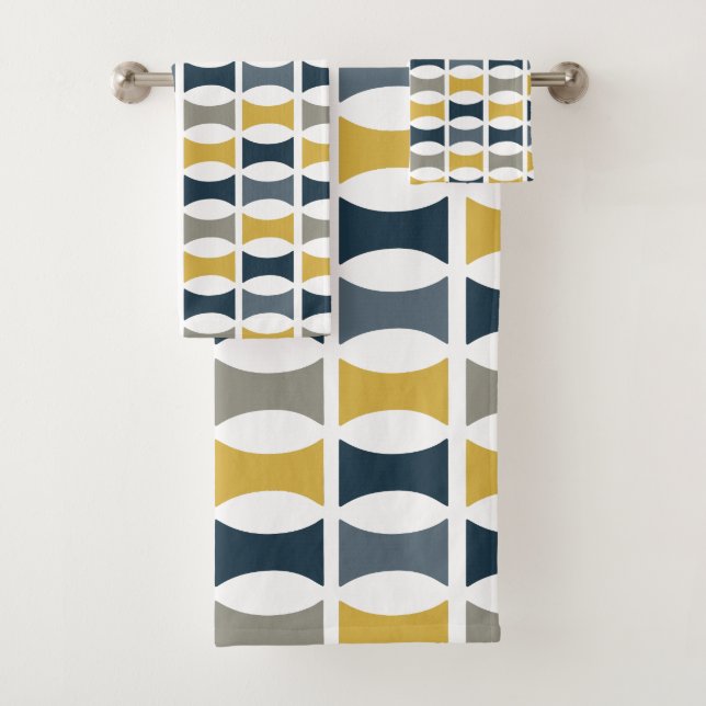 Modernes geometrisches Muster für Mustard der Mari Badhandtuch Set (Insitu)