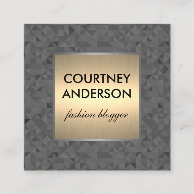 Modernes geometrisches Muster Gold Metallic Quadratische Visitenkarte (Vorderseite)