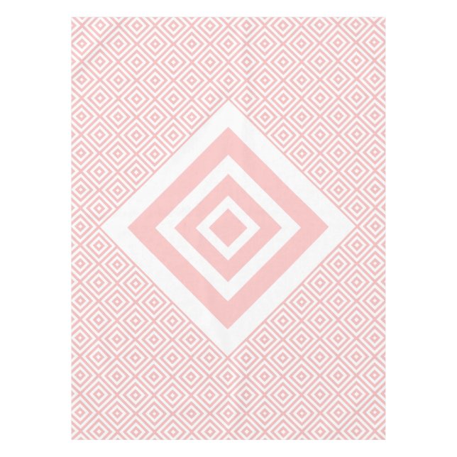 Modernes geometrisches Muster, hell rosa und weiß Tischdecke (Vorderseite)