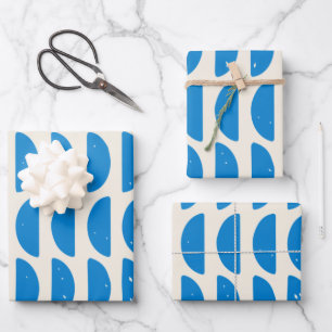 Modernes geometrisches Muster in Blau Geschenkpapier Set