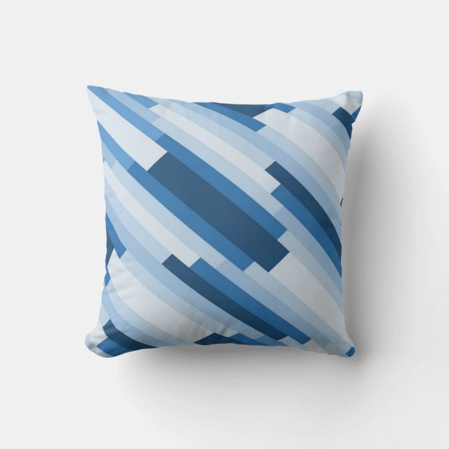 Modernes geometrisches Muster in blau und weiß Kissen (Vorderseite)