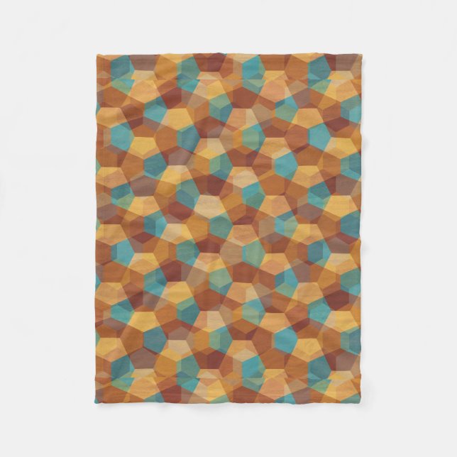 Modernes geometrisches Muster in Braun und Blau Fleecedecke (Vorderseite)