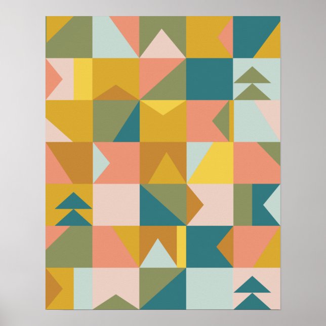 Modernes geometrisches Muster in Hübschen Erdtönen Poster (Vorne)