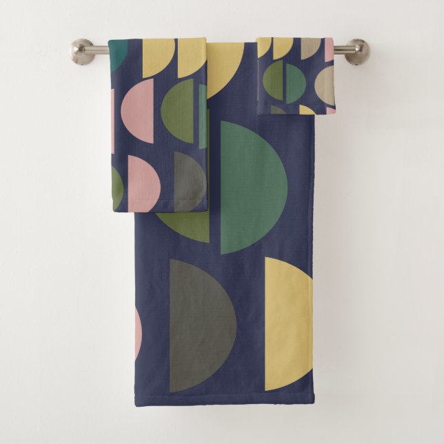 Modernes geometrisches Muster in pastellfarbenen E Badhandtuch Set (Insitu)