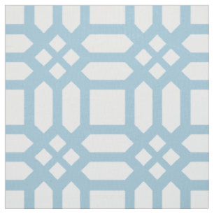 Modernes geometrisches Muster in Weiß und Blau Stoff