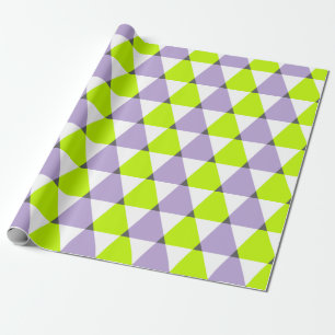 Modernes geometrisches Muster Lila grüner Dreiecke Geschenkpapier