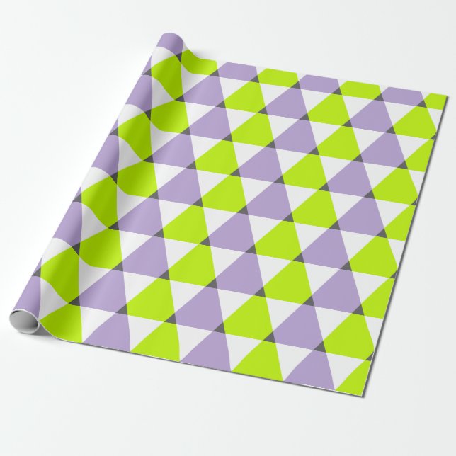 Modernes geometrisches Muster Lila grüner Dreiecke Geschenkpapier (Ungerollt)
