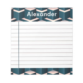 Modernes geometrisches Muster mit blauem Quadrat p Notizblock