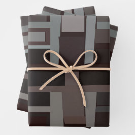 Modernes geometrisches Muster Mitte des Jahrhunder Geschenkpapier Set