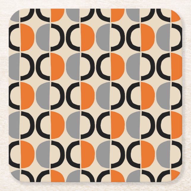 Modernes geometrisches Muster Mitte des Jahrhunder Rechteckiger Pappuntersetzer (Vorderseite)