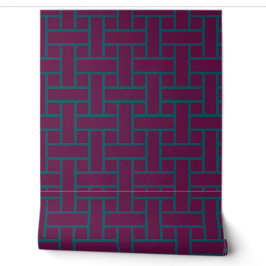 Modernes geometrisches Muster | Plum Lila Aquamari Tapete