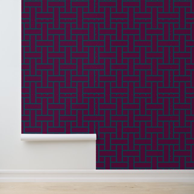 Modernes geometrisches Muster | Plum Lila Aquamari Tapete (Anwendung)