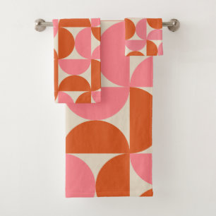 Modernes geometrisches Muster rosa orange Badhandtuch Set