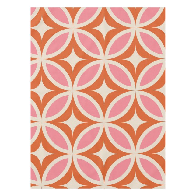 Modernes geometrisches Muster rosa orange Tischdecke (Vorderseite)
