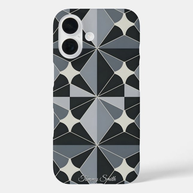 Modernes geometrisches Muster - Stilvolles Design iPhone 16 Hülle (Rückseite)