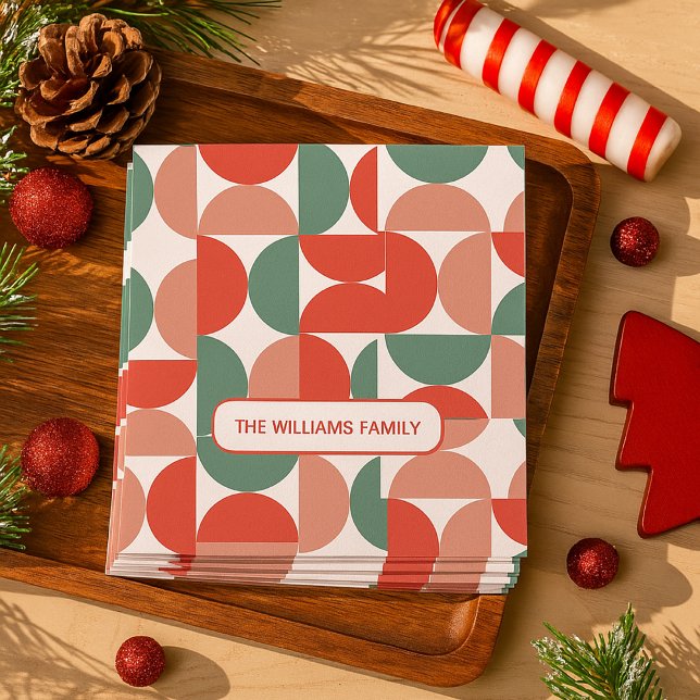 Modernes geometrisches Muster von Rot und Grün Serviette (Von Creator hochgeladen)