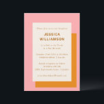 Modernes geometrisches Niedliches Bat Mitzvah Rosa Einladung<br><div class="desc">Moderne Geometrie Niedlich fett Stilvoll Bat Mitzvah Party Einladung in Rosa und Orange</div>