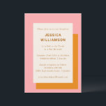 Modernes geometrisches Niedliches Bat Mitzvah Rosa Einladung<br><div class="desc">Moderne Geometrie Niedlich fett Stilvoll Bat Mitzvah Party Einladung in Rosa und Orange</div>