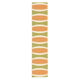 Modernes geometrisches Oval-Muster Mitte des Jahrh Kurzer Tischläufer