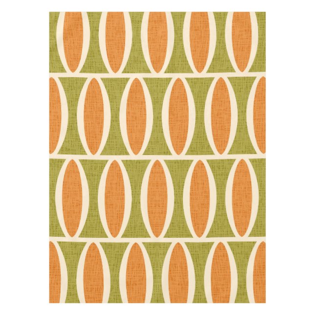 Modernes geometrisches Oval-Muster Mitte des Jahrh Tischdecke (Vorderseite)