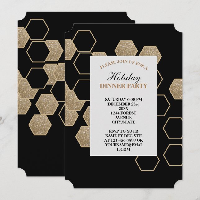 modernes geometrisches Party aus Hexagon Einladung (Vorne/Hinten)
