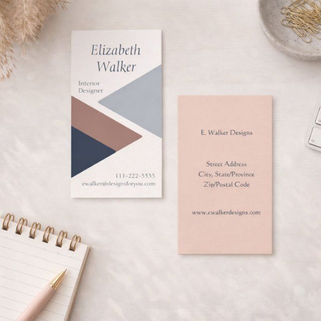 Modernes geometrisches Personalisiert Blau und Bra Visitenkarte (Von Creator hochgeladen)