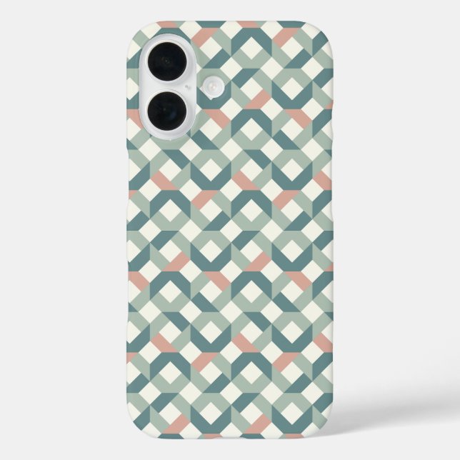 Modernes geometrisches Quilt Inspiriert Telefongeh iPhone 16 Hülle (Rückseite)