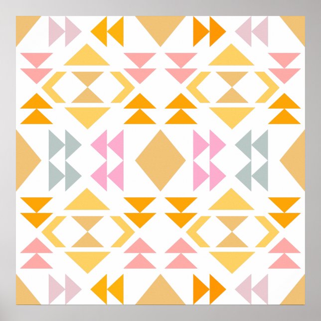 Modernes geometrisches Quiltdesign in Gelb Poster (Vorne)