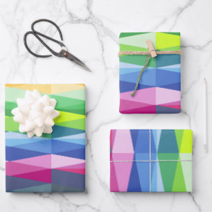 Modernes geometrisches Regenbogenmuster Geschenkpapier Set